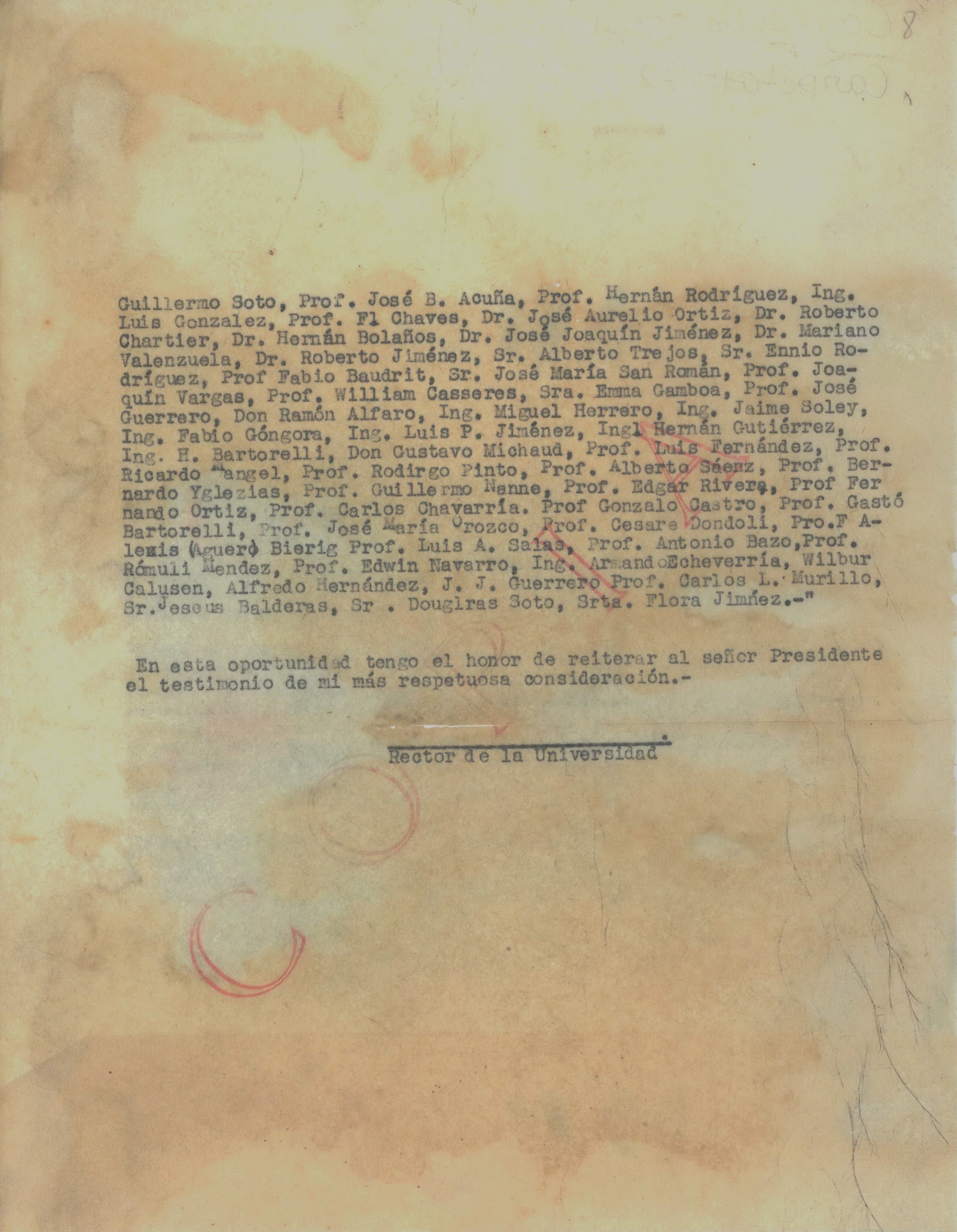 Oficio dirigido al Sr. Rafael Ángel Calderón Guardia, Presidente de la República de Costa Rica, suscrito por el Sr. Alejandro Alvarado Quirós, Rector de la Universidad de Costa Rica; en donde se transcribe el artículo 4° del Acta de la Asamblea Universitaria, solicitando que se construya en Barrio González Lahmann dos pabellones para las Escuelas nuevas, un pabellón de Laboratorios, las ampliaciones que sean necesarias a efectuar en las actuales Escuelas de Derecho y Farmacia.