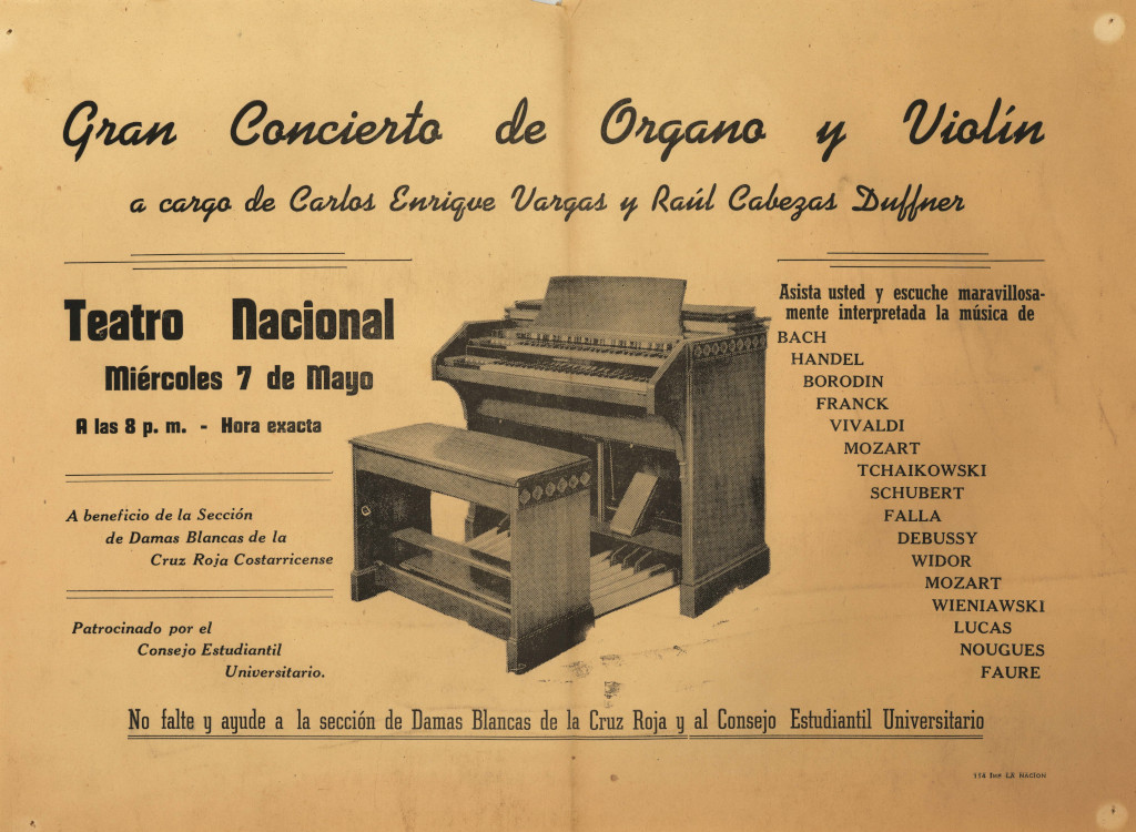 Invitación al gran concierto de órgano y violín a cargo de  Carlos Enrique Vargas y Raúl Cabezas Duffner