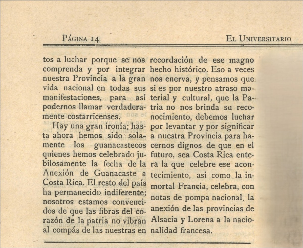 Fuente: Periódico El Universitario, agosto de 1945, página 14.  En custodia en el Archivo Universitario.