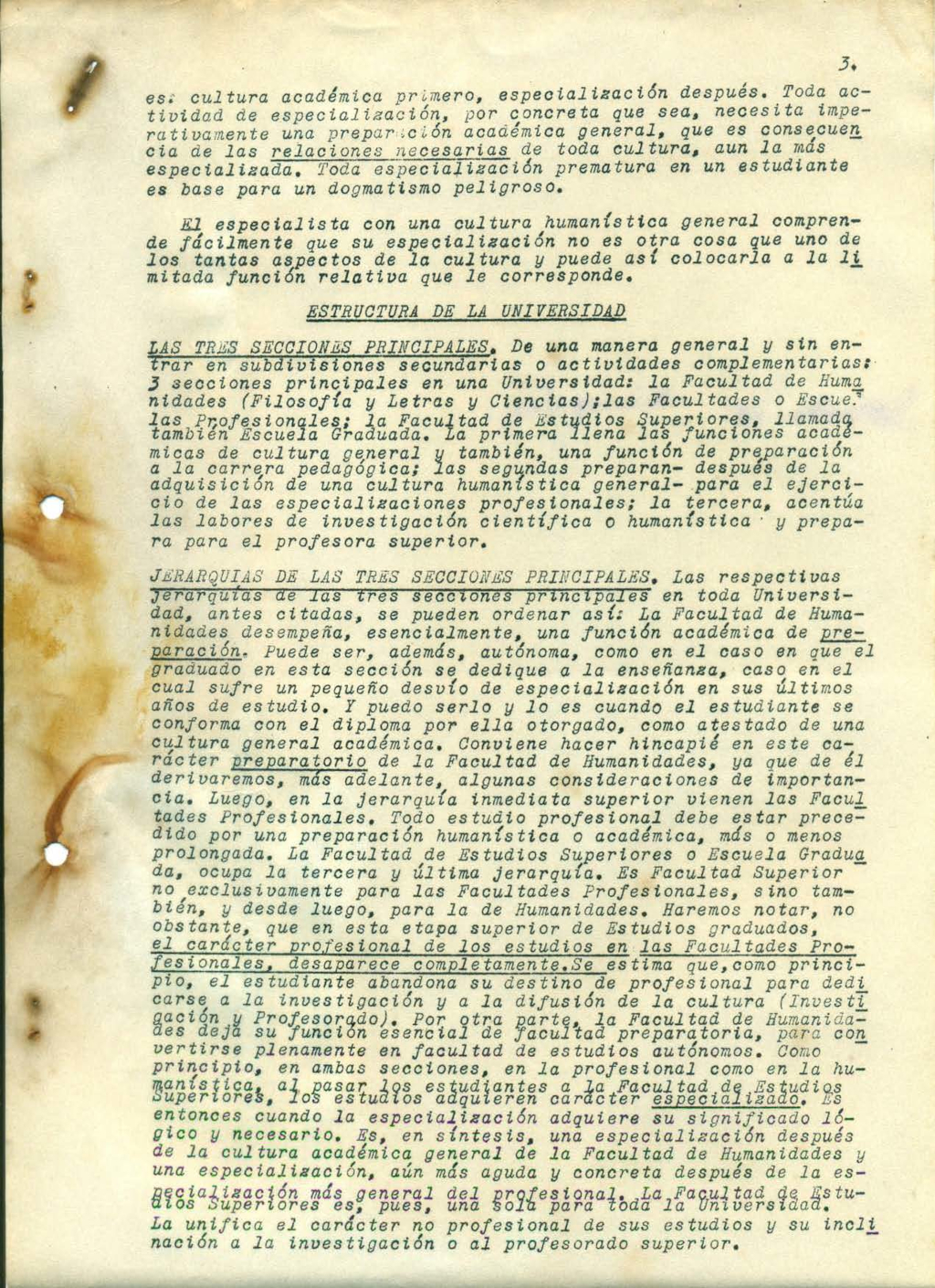Ponencia sobre Reforma de la Universidad de Costa Rica, presentada por el Prof. Abelardo Bonilla, agosto 1946, página 3.